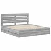 vidaXL Bedframe met lade Grijs Sonoma 200 x 200 cm Ingenieurshout