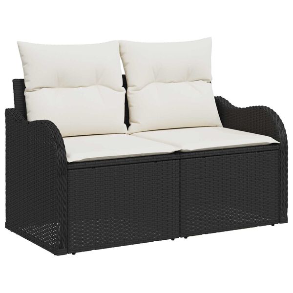 vidaXL Tuin Sofa Set met kussen met kussen 5 pcs Zwart Poly Rattan