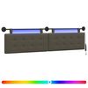 vidaXL Hangend hoofdbord Met LED-verlichting Grijs Kunstleer