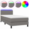 vidaXL Boxspring met matras en LED stof donkergrijs 90x200 cm