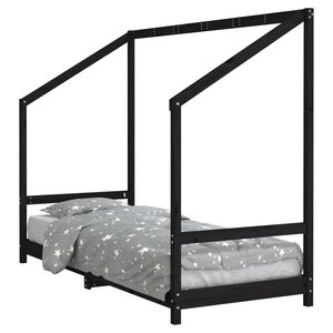 vidaXL Kinderbedframe 80x200 cm massief grenenhout zwart