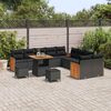 vidaXL Tuinbankenset 13 pcs Zwart Poly Riet en Poedercoated Staal