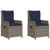 vidaXL Liggende tuinstoelen 2 stuks grijs polyrotan