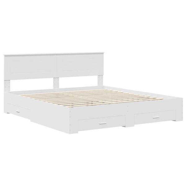 vidaXL Bedframe met hoofdeinde met lade Wit 200 x 200 cm Bewerkt hout