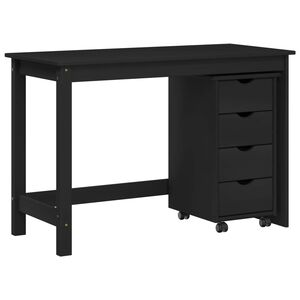 vidaXL Bureau Kas Set 2 st Zwart Massief grenenhout