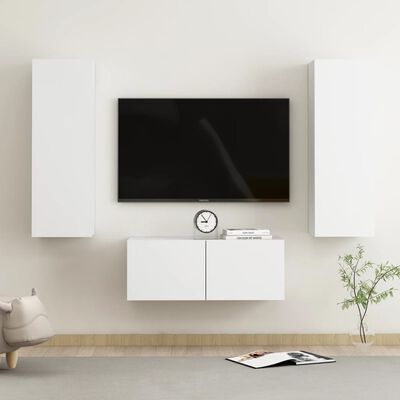 vidaXL 3-delige Tv-meubelset spaanplaat wit