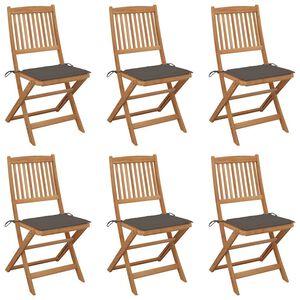 vidaXL Inklapbare stoelen 6 st met kussens massief acaciahout