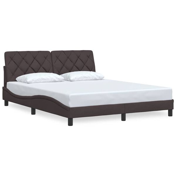 vidaXL Bedframe zonder matras stof donkerbruin 160x200 cm