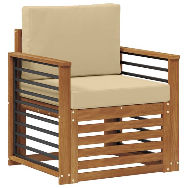 vidaXL Buiten bankenset Massief Acaciahout en Polyester Naturel