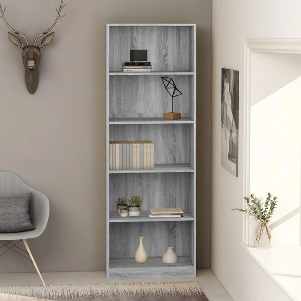 vidaXL Boekenkast 60x24x175 cm bewerkt hout grijs sonoma eikenkleurig
