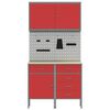 vidaXL Werkbank met lade met opslag 5 pcs Rood 100 x 55 x 200 cm Staal
