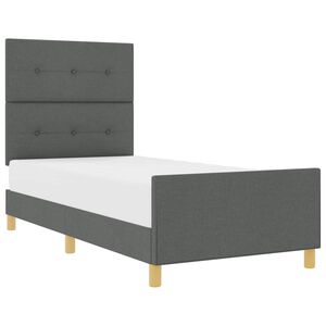 vidaXL Bedframe met hoofdeinde Donkergrijs 90 x 190 cm Stof