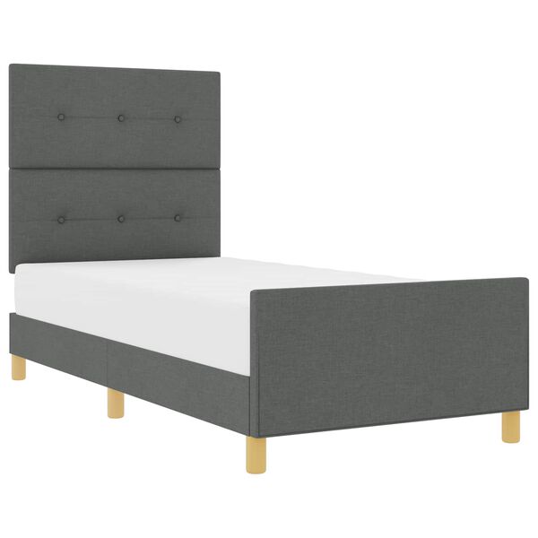 vidaXL Bedframe met hoofdeinde Donkergrijs 90 x 190 cm Stof
