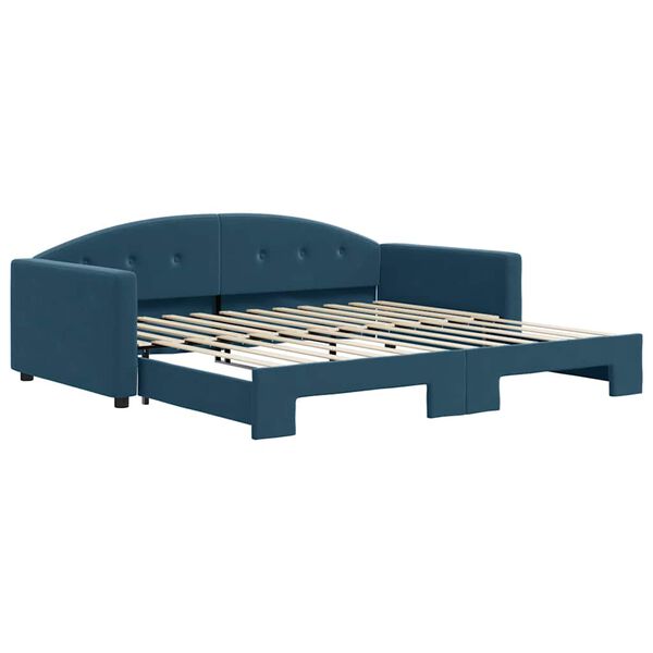 vidaXL Slaapbank met onderschuifbed 100x200 cm fluweel blauw