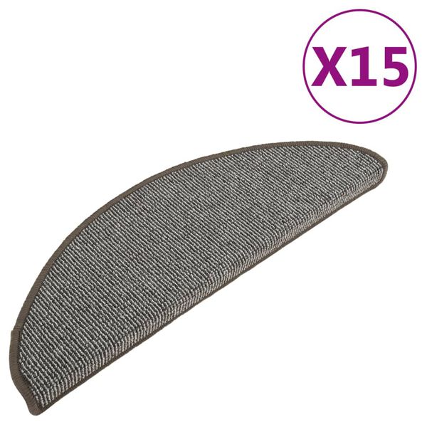 vidaXL Trapmatten 15 st 65x21x4 cm Grijs Halfrond Groot