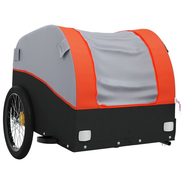 vidaXL Fietstrailer 30 kg ijzer zwart en oranje