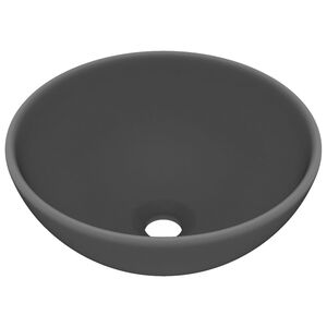 vidaXL Wastafel rond 32,5x14 cm keramiek mat donkergrijs