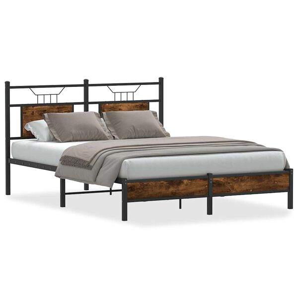 vidaXL Bedframe zonder matras hout gerookt eikenkleurig 140x190 cm