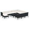 vidaXL 12-delige Loungeset met kussens poly rattan zwart
