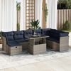 vidaXL 9-delige Loungeset met kussens poly rattan acacia grijs