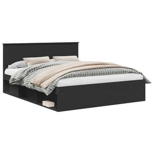 vidaXL Bedframe met hoofdeinde Zwart 160 x 200 cm Massief grenenhout