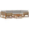 vidaXL Buiten bankenset met kussen 7 pcs Natuurlijk en Lichtgrijs