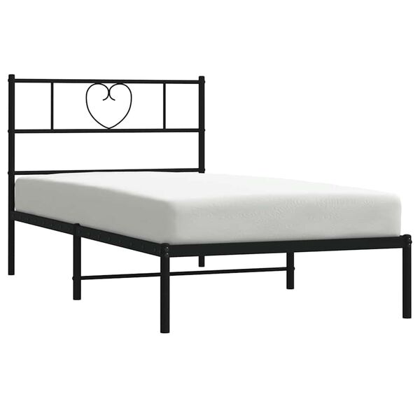 vidaXL Bedframe met hoofdbord metaal zwart 100x200 cm