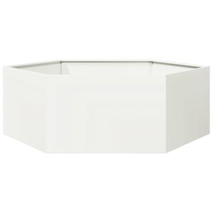 vidaXL Plantenbak zeshoek 138x120x45 cm staal wit