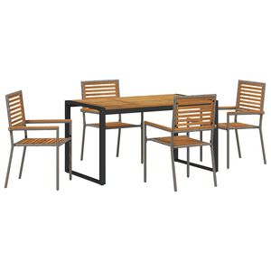 vidaXL Tuin eettafelset 5 pcs Grijs en Bruin poly rattan