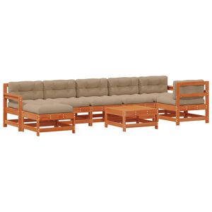 vidaXL Tuin loungeset 8 st Wasbruin Massief grenenhout
