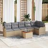 vidaXL Tuin Sofa Set 7 pcs Beige Poly riet