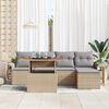 vidaXL Tuin Sofa Set met opslag 6 pcs Beige Poly riet