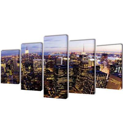 Canvas muurdruk set Horizon New York skyline 200 x 100 cm