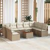 vidaXL Tuin Sofa Set met kussen 10 pcs Beige Poly riet