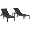 vidaXL Ligstoel met kussen 2-persoon 3 pcs Zwart poly rattan