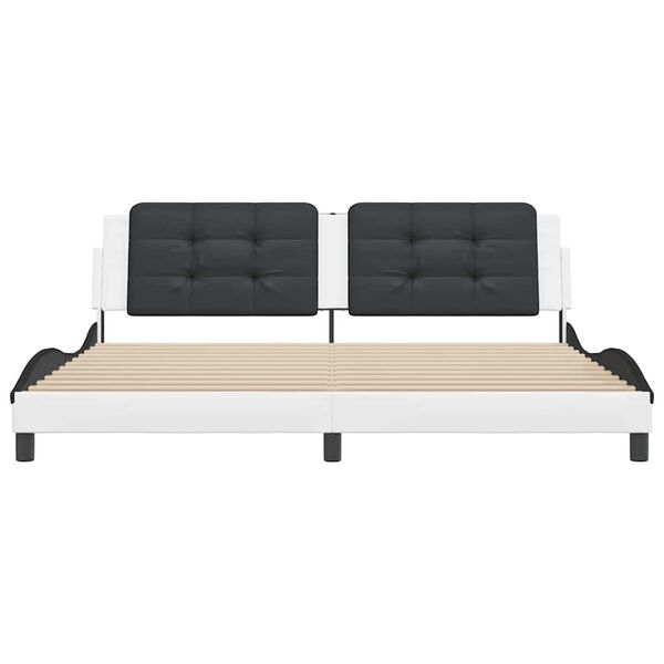 vidaXL Bedframe zonder matras "Zadar" kunstleer wit en zwart 200x200 cm