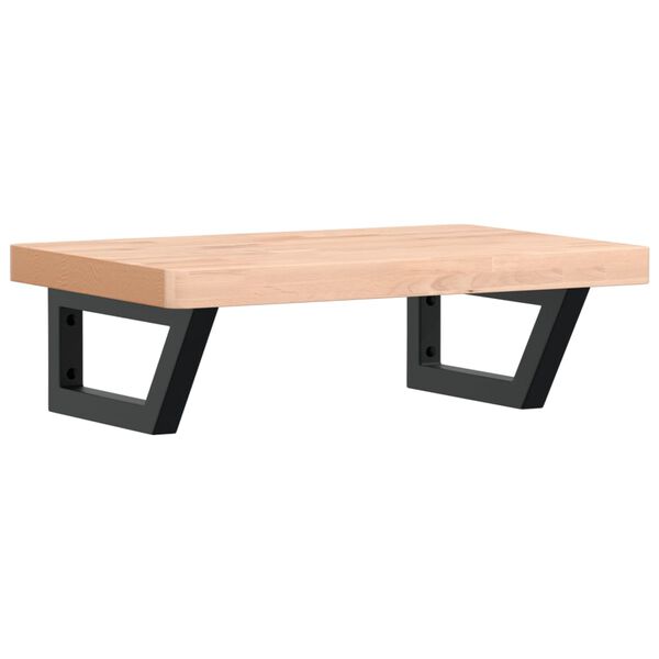 vidaXL Badkamer wandschap staal en massief beukenhout