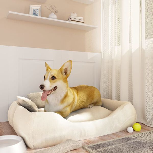 vidaXL Hondenbed met kussens 75x58x18 cm oxford stof beige