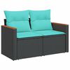 vidaXL 6-delige Loungeset met kussens poly rattan zwart