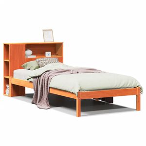 vidaXL Bed met boekenkast zonder matras grenenhout wasbruin 75x190 cm
