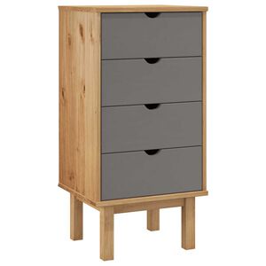 vidaXL Ladekast OTTA 45x39x90 cm massief grenenhout bruin en grijs