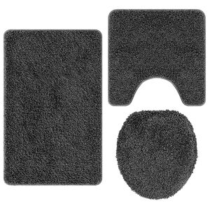 vidaXL Antislip Badmat Set 3 pcs Donkergrijs PP