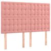 vidaXL Boxspring met matras en LED fluweel roze 140x190 cm