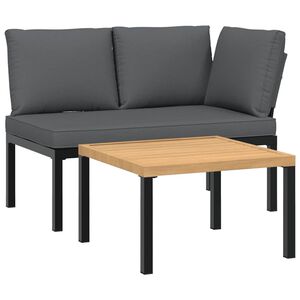 vidaXL 2-delige Loungeset met kussens aluminium zwart