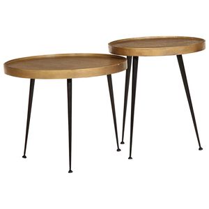 vidaXL Salontafel 2 stuks Gouden bewerkt hout