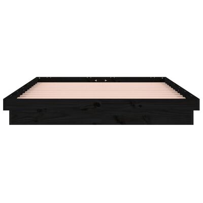 vidaXL Bedframe LED massief hout zwart 120x190 cm