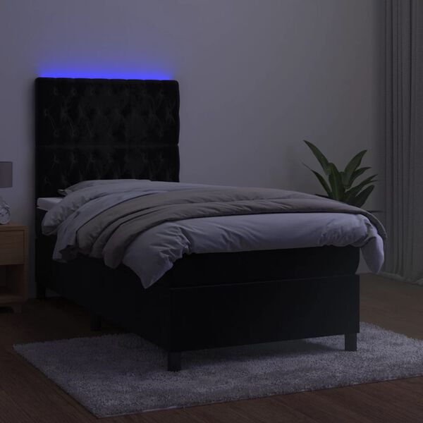 vidaXL Boxspring met matras en LED fluweel zwart 80x200 cm