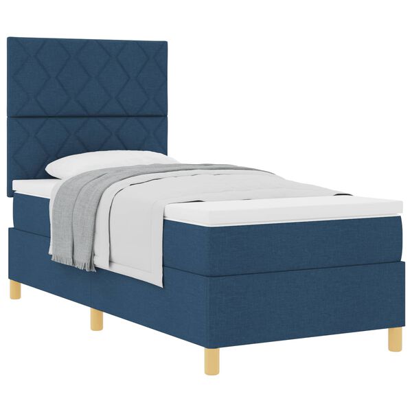 vidaXL Boxspringbed met matras met hoofdeinde Blauw 100 x 200 cm Stof
