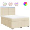 vidaXL Boxspring met matras stof cr&egrave;mekleurig 140x190 cm