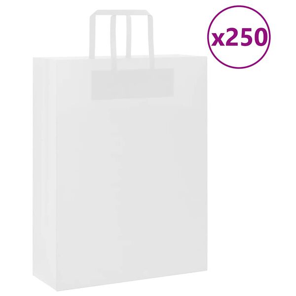 vidaXL Papieren zakken 250 st met hengsels 32x12x42 cm wit